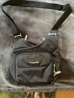 Baggallini Black Crossbody Sling Bag - Compact Hands-Free Carry